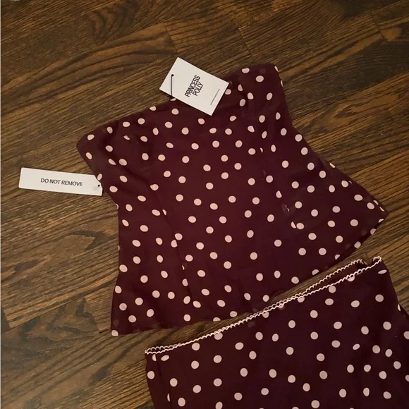 Princess Polly Strapless Brown Polka Dot Dress - Picture 5 of 5